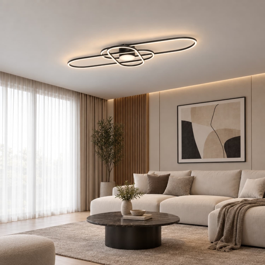 BRILAGI - LED-dæmpbar loftlampe APOLLO LED/58W/230V 3000-6500K 43,2x101,2 cm sort + fjernbetjening