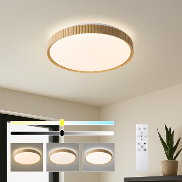 Brilagi - Dæmpbar LED-loftlampe CORVO LED/72W/230V 3000-6000K trælook Ø 50 cm + fjernbetjening