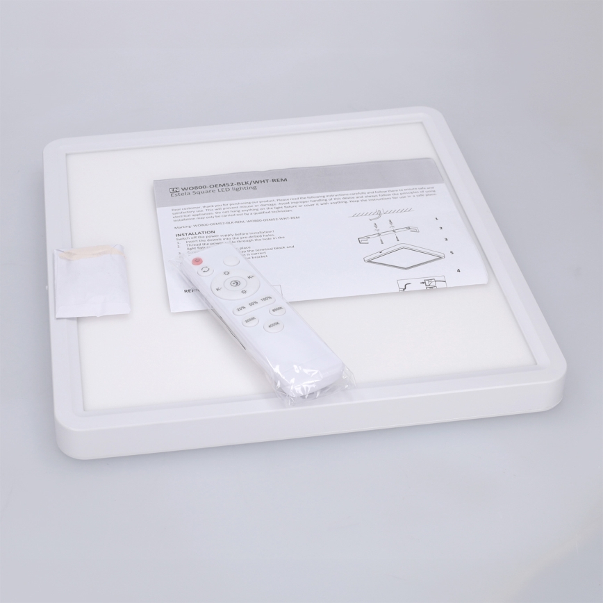 Brilagi - LED dæmpbar loftlampe ESTELA SQUARE LED/36W/230V 3000-6500K 31x31 cm hvid + fjernbetjening