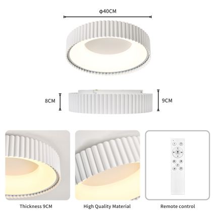 Brilagi - Dæmpbar LED-loftlampe FALCON MODERN LED/30W/230V 3000-6000K 40 cm hvid + fjernbetjening