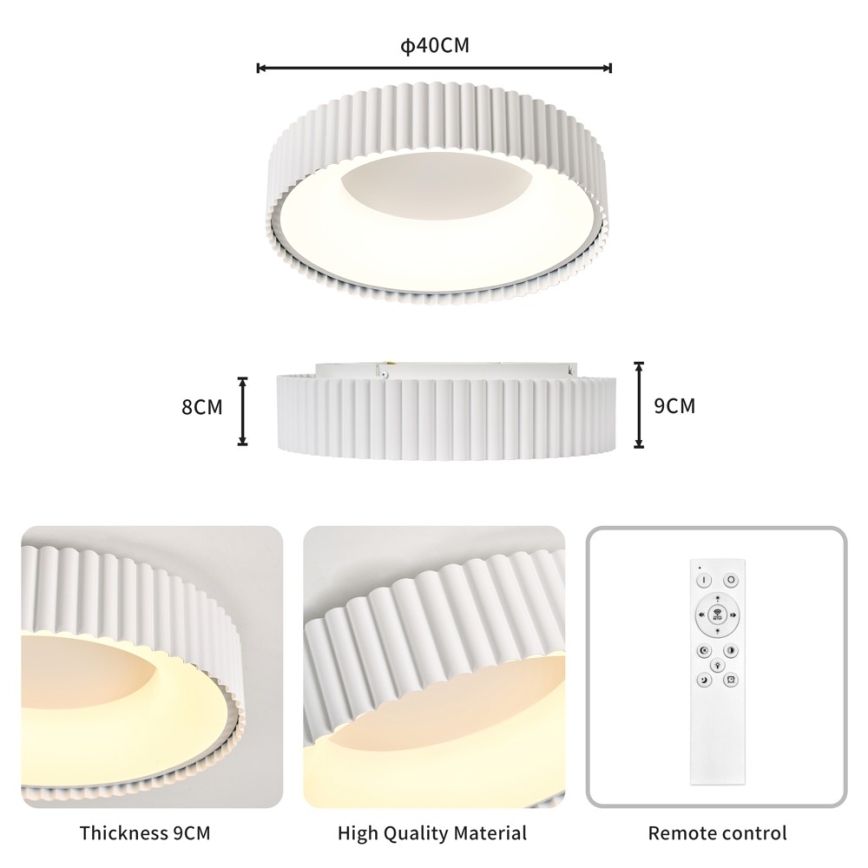 Brilagi - Dæmpbar LED-loftlampe FALCON MODERN LED/30W/230V 3000-6000K 40 cm hvid + fjernbetjening