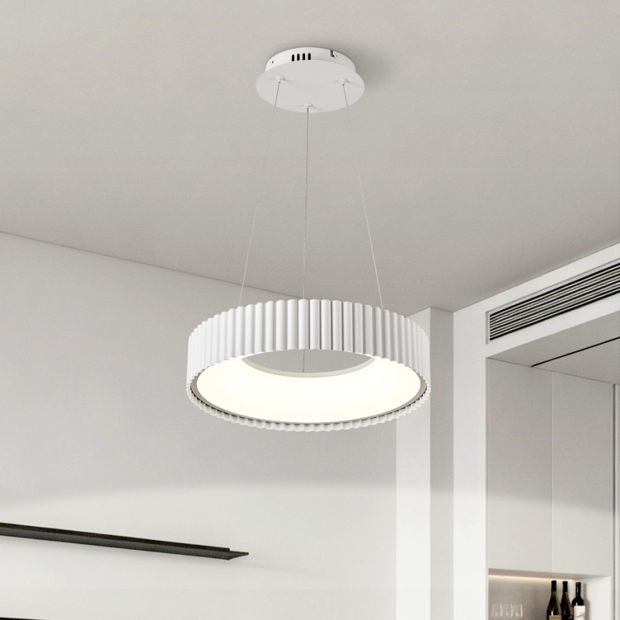 Brilagi - LED-dæmpbar pendel på wire FALCON MODERN LED/30W/230V 3000-6000K Ø 40 cm hvid + fjernbetjening