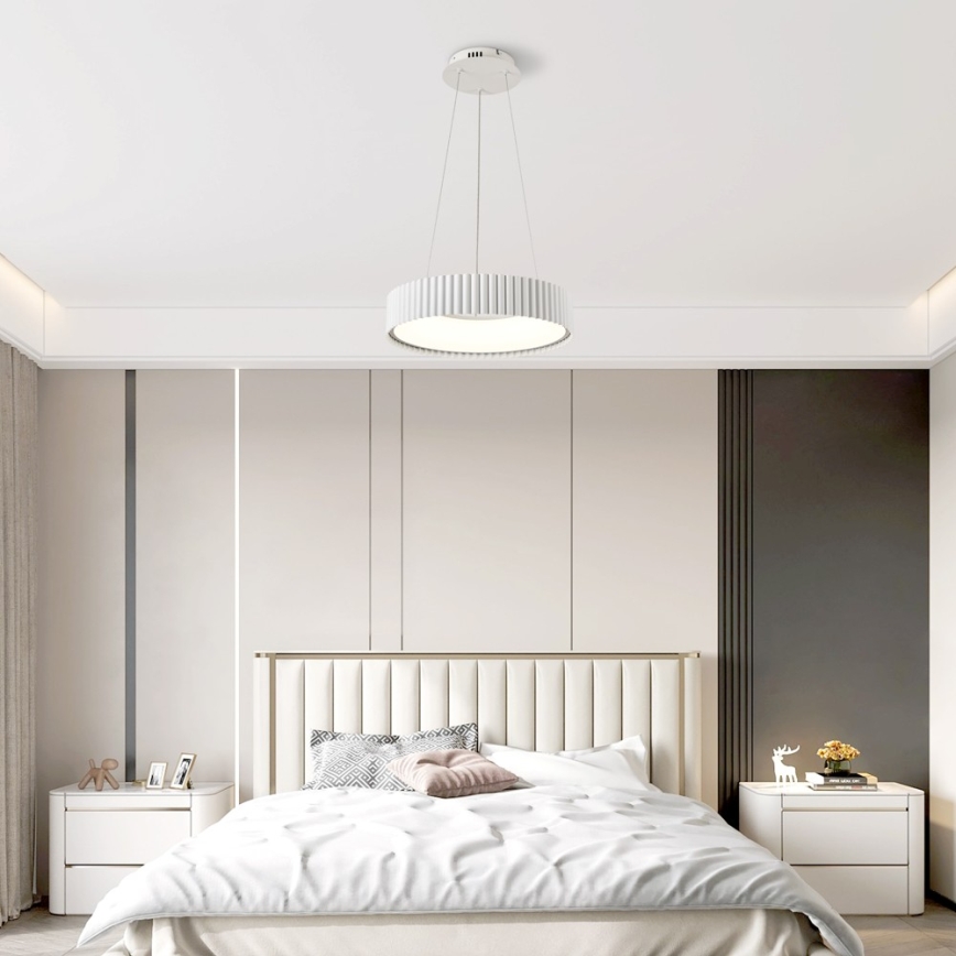 Brilagi - LED-dæmpbar pendel på wire FALCON MODERN LED/30W/230V 3000-6000K Ø 40 cm hvid + fjernbetjening