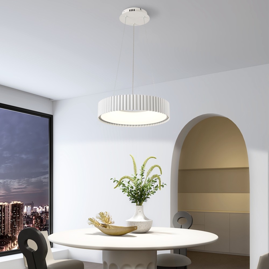 Brilagi - LED-dæmpbar pendel på wire FALCON MODERN LED/30W/230V 3000-6000K Ø 40 cm hvid + fjernbetjening