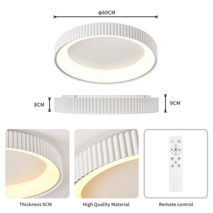 BRILAGI - Dæmpbar LED loftlampe FALCON MODERN LED/54W/230V 3000-6000K Ø 60 cm hvid + fjernbetjening
