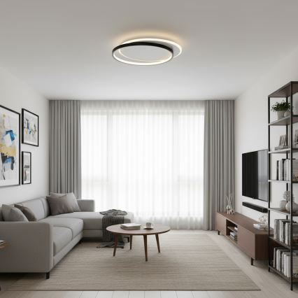 Brilagi - Dæmpbar LED-loftlampe FLARE LED/48W/230V 3000-6000K 39,5 x 45 cm hvid/sort + fjernbetjening