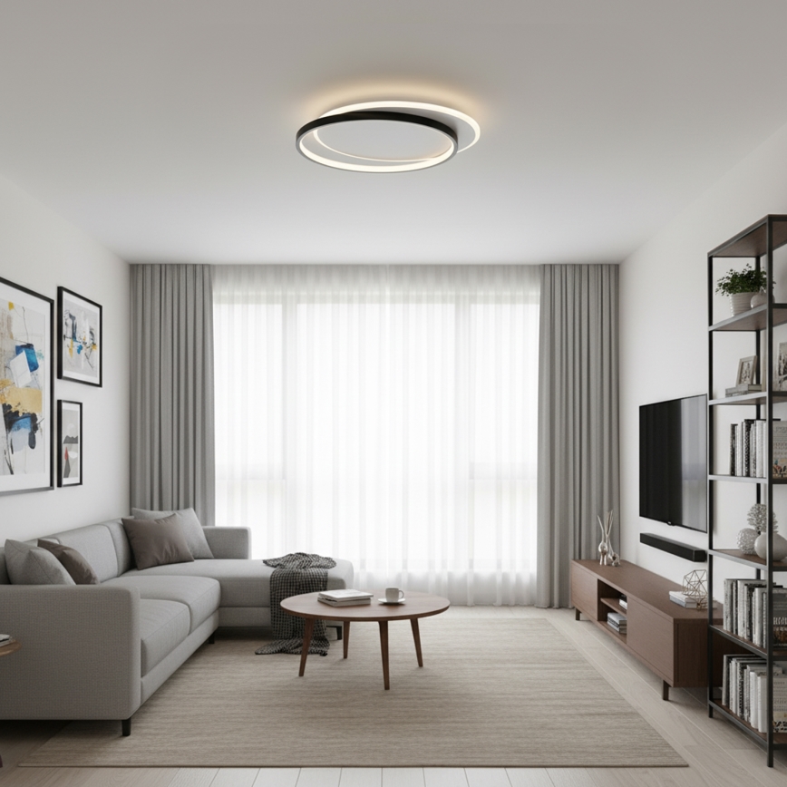 Brilagi - Dæmpbar LED-loftlampe FLARE LED/48W/230V 3000-6000K 39,5 x 45 cm hvid/sort + fjernbetjening