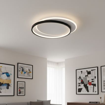 Brilagi - Dæmpbar LED-loftlampe FLARE LED/48W/230V 3000-6000K 39,5 x 45 cm hvid/sort + fjernbetjening