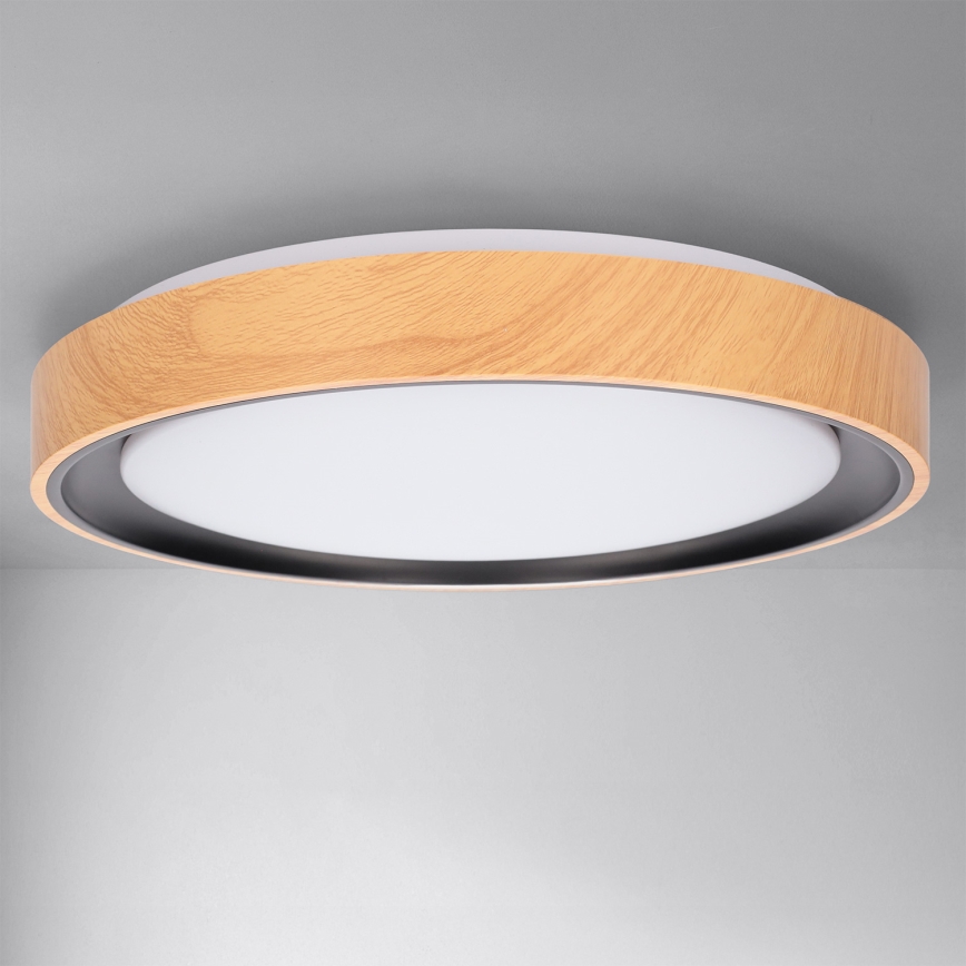 Brilagi - LED-dæmpbar loftlampe FLOCO LED/48W/230V 3000-6500K Ø 40 cm træfinish/sort + fjernbetjening