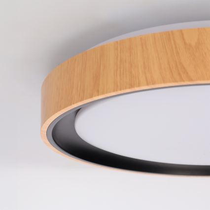 Brilagi - LED-dæmpbar loftlampe FLOCO LED/48W/230V 3000-6500K Ø 40 cm træfinish/sort + fjernbetjening