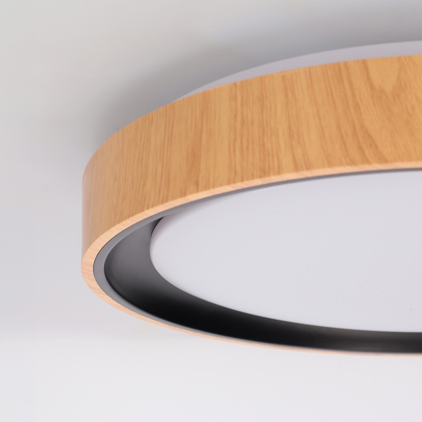 Brilagi - LED-dæmpbar loftlampe FLOCO LED/48W/230V 3000-6500K Ø 40 cm træfinish/sort + fjernbetjening