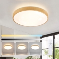 Brilagi - Dæmpbar LED-loftlampe GLASS POOL DOUBLE LED/48W/230V 3000-6000K 40 cm i trælook + fjernbetjening