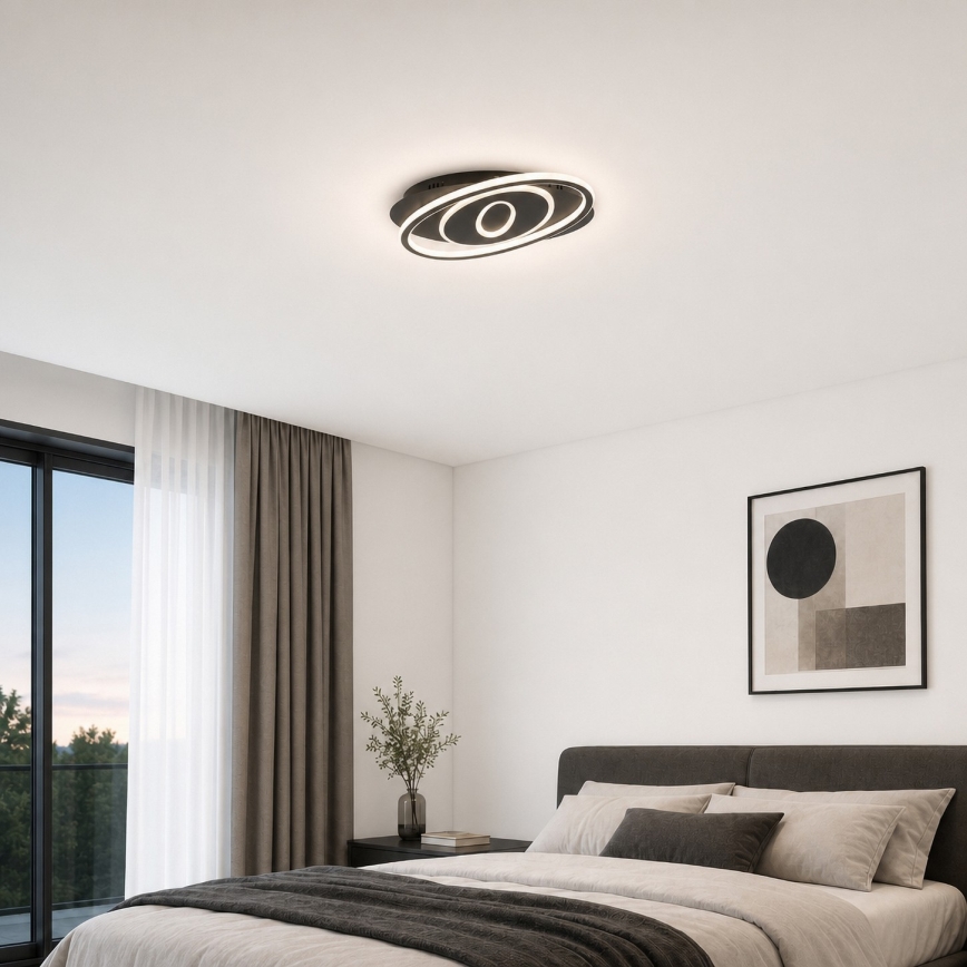 Brilagi - Dæmpbar LED-loftlampe IRIS LED/78W/230V 3000-6000K 37x49 cm sort + fjernbetjening
