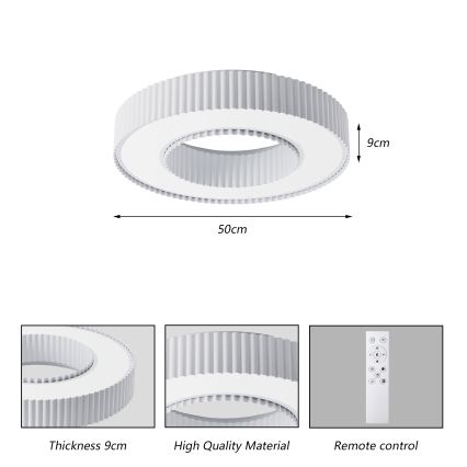 Brilagi - Dæmpbar LED-loftlampe LUMIX LED/48W/230V 3000-6000K hvid Ø 50 cm + fjernbetjening