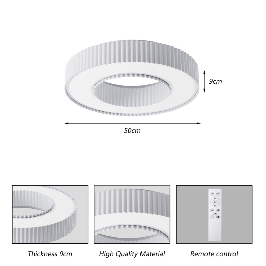 Brilagi - Dæmpbar LED-loftlampe LUMIX LED/48W/230V 3000-6000K hvid Ø 50 cm + fjernbetjening