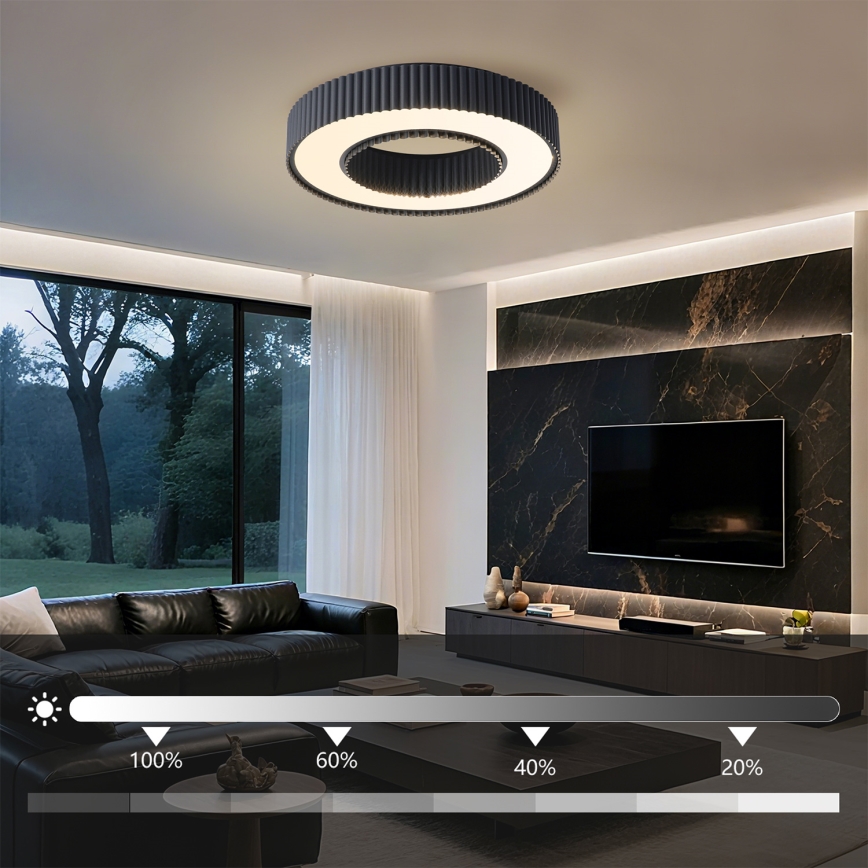 Brilagi - LED dæmpbar loftlampe LUMIX LED/48W/230V 3000-6000K sort Ø 50 cm + fjernbetjening