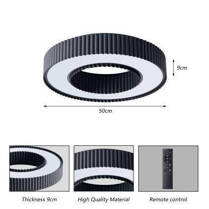 Brilagi - LED dæmpbar loftlampe LUMIX LED/48W/230V 3000-6000K sort Ø 50 cm + fjernbetjening