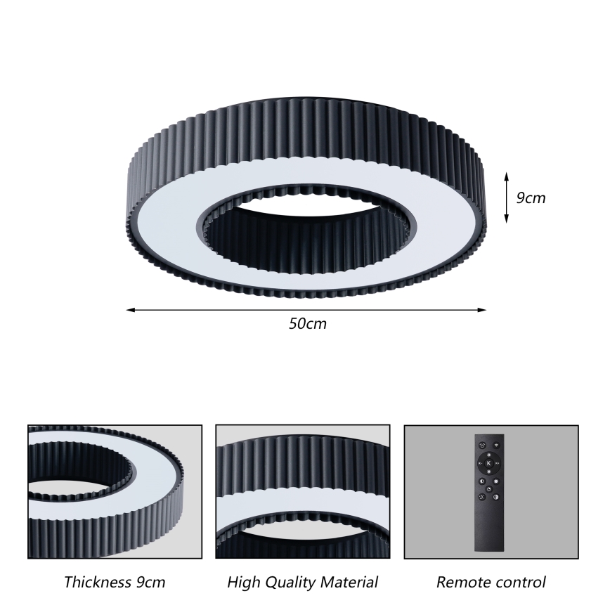 Brilagi - LED dæmpbar loftlampe LUMIX LED/48W/230V 3000-6000K sort Ø 50 cm + fjernbetjening