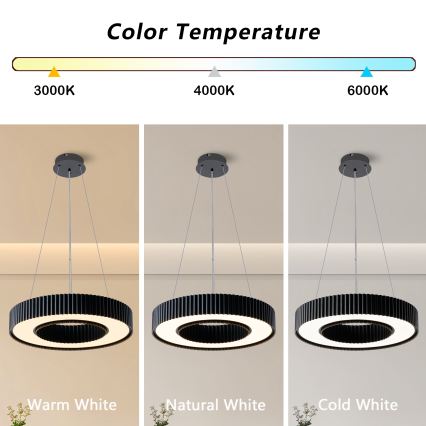 Brilagi - LED dæmpbar pendel på wire LUMIX LED/48W/230V 3000-6000K sort Ø 50 cm + fjernbetjening