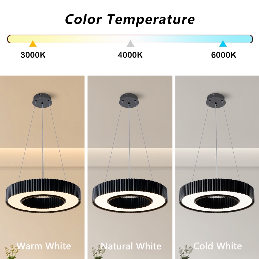 Brilagi - LED dæmpbar pendel på wire LUMIX LED/48W/230V 3000-6000K sort Ø 50 cm + fjernbetjening
