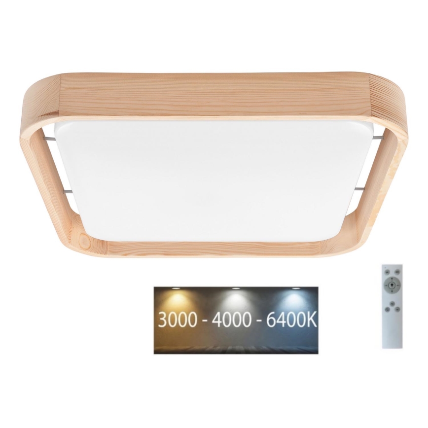 Brilagi - Dæmpbar LED-loftlampe MANAROLA CUBIC LED/24W/230V 45x45 cm 3000-6500K fyrretræ + fjernbetjening