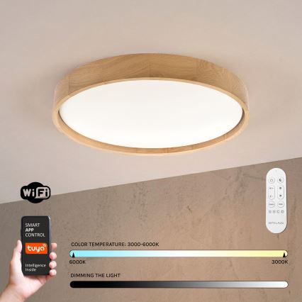 Brilagi - Dæmpbar LED-loftlampe MANAROLA SMART, 36 W, 230 V, 3000–6000 K, Wi-Fi (Tuya, Beacon), Ø 51 cm, eg, inkl. fjernbetjening