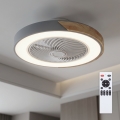 Brilagi - Dæmpbar LED-loftlampe med loftventilator LED/38W/230V 3000-6500K 3000-6500K Ø 50 cm grå/eg + fjernbetjening