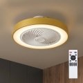 Brilagi - Dæmpbar LED-loftlampe med ventilator LED/38W/230V 3000-6500K 3000-6500K Ø 50 cm guldfarvet + fjernbetjening