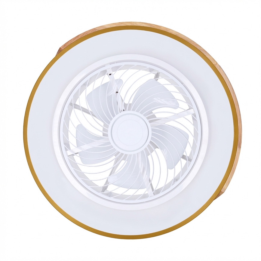 Brilagi - LED dæmpbar loftlampe med ventilator LED/38W/230V 3000-6500K Ø 50 cm blå/eg + fjernbetjening
