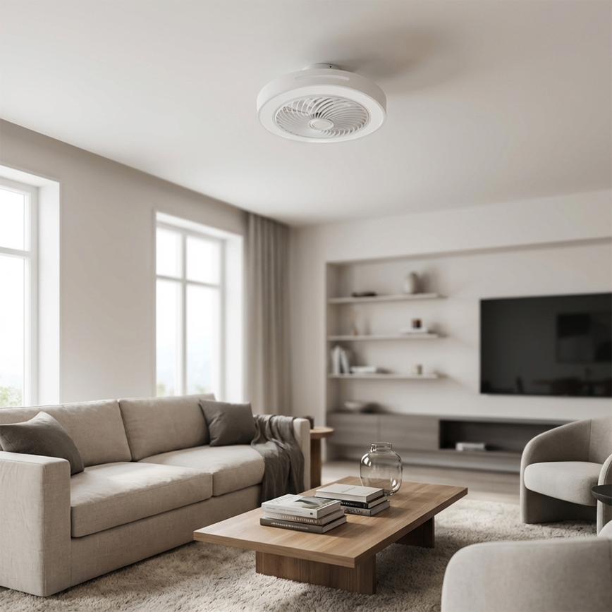 Brilagi - LED dæmpbar loftlampe med ventilator LED/38W/230V 3000–6500K Ø 46 cm hvid + fjernbetjening