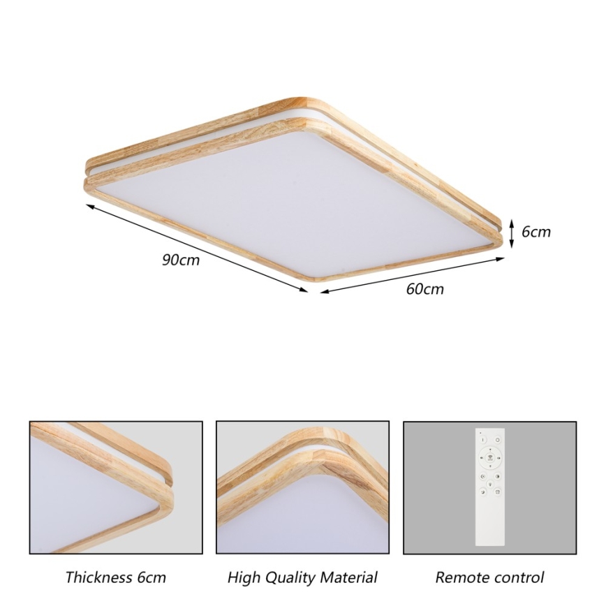 Brilagi - LED dæmpbar loftlampe MOLINA SQUARE LED/128W/230V 3000-6000K eg 90x60 cm + fjernbetjening