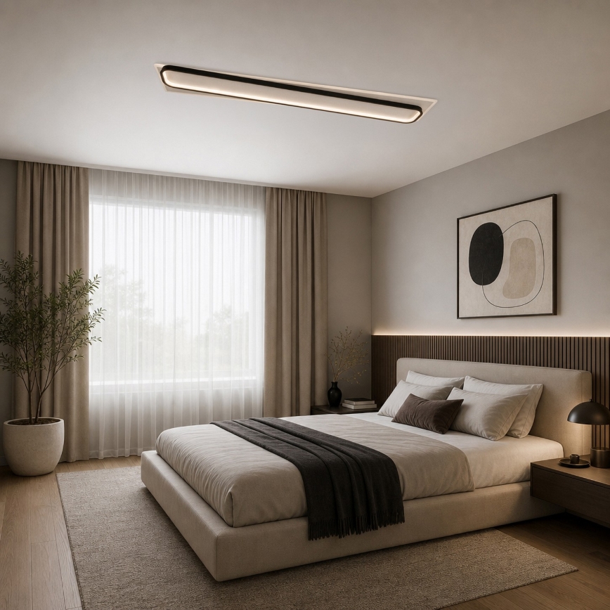 Brilagi - LED dæmpbar loftlampe OUTLINE LED/90W/230V 3000-6000K 18x100 cm hvid/sort + fjernbetjening