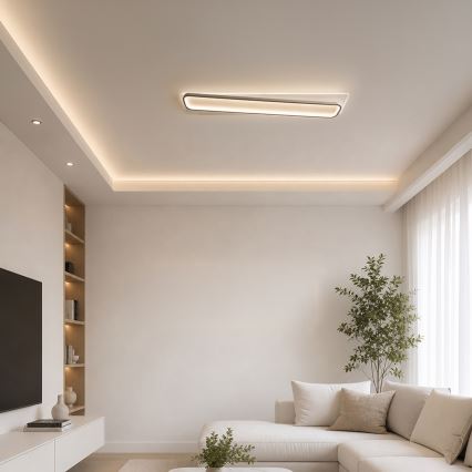 Brilagi - LED dæmpbar loftlampe OUTLINE LED/90W/230V 3000-6000K 18x100 cm hvid/sort + fjernbetjening