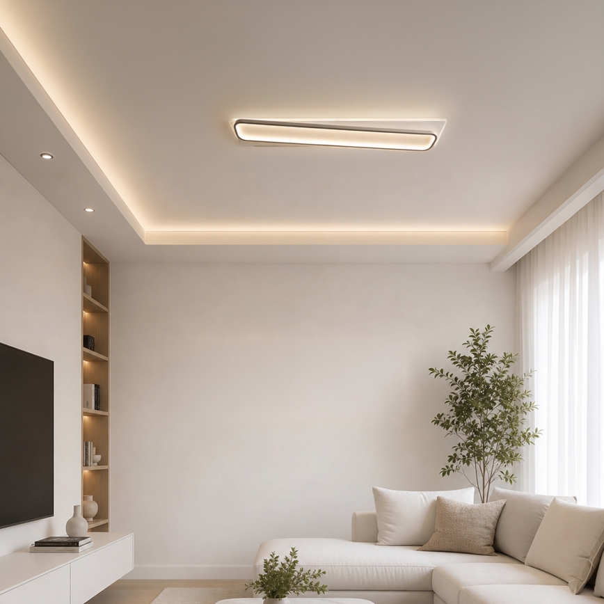 Brilagi - LED dæmpbar loftlampe OUTLINE LED/90W/230V 3000-6000K 18x100 cm hvid/sort + fjernbetjening