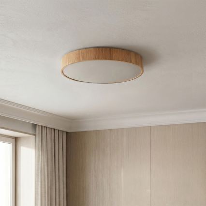 Brilagi - LED-dæmpbar loftlampe POOL LED/36W/230V 3000-6000K Ø 30 cm i trælook + fjernbetjening
