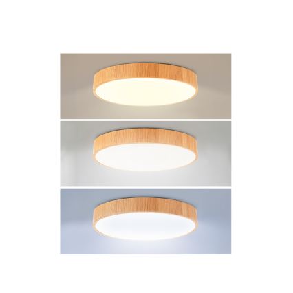 Brilagi - LED-dæmpbar loftlampe POOL LED/36W/230V 3000-6000K Ø 30 cm i trælook + fjernbetjening