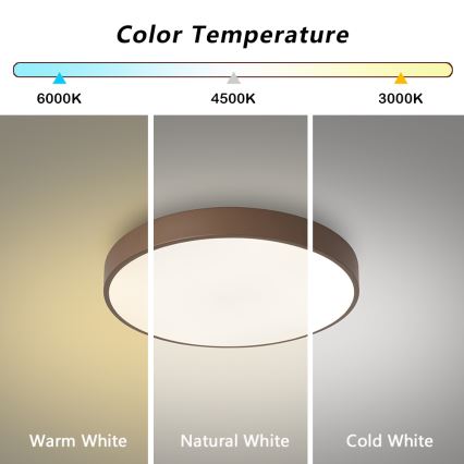 Brilagi - Dæmpbar LED-loftlampe POOL LED/48W/230V 3000-6000K Ø 40 cm brun + fjernbetjening