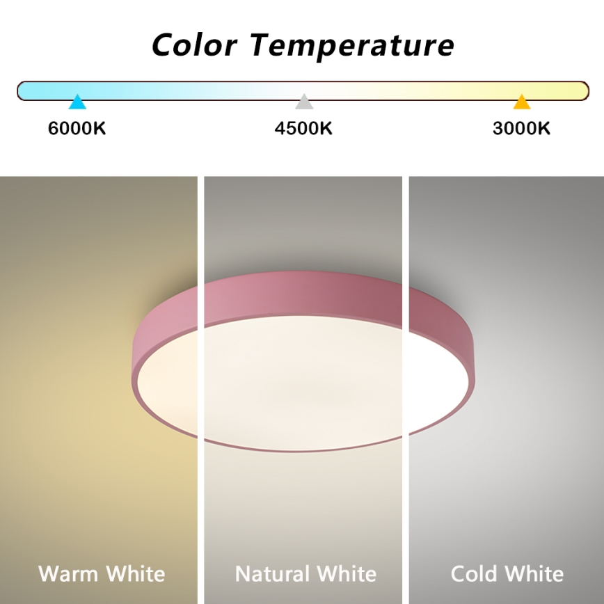 Brilagi - Dæmpbar LED-loftlampe POOL LED/48W/230V 3000-6000K Ø 40 cm rosa + fjernbetjening