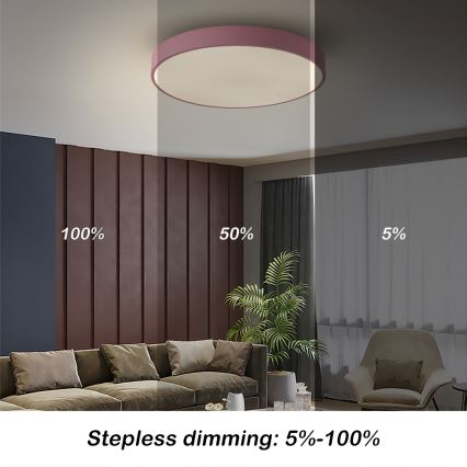 Brilagi - LED dæmpbar loftlampe POOL LED/60W/230V 3000–6000K Ø 50 cm rosa + fjernbetjening