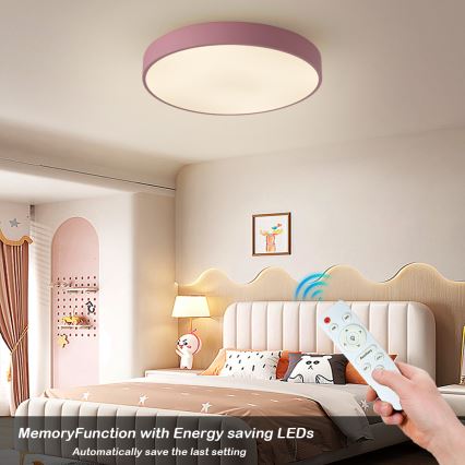 Brilagi - LED dæmpbar loftlampe POOL LED/60W/230V 3000–6000K Ø 50 cm rosa + fjernbetjening