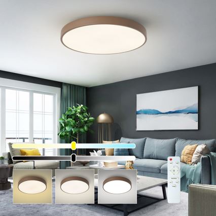 Brilagi - Dæmpbar LED-loftlampe POOL LED/60W/230V 3000-6000K Ø 60 cm brun + fjernbetjening