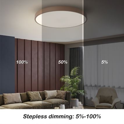 Brilagi - Dæmpbar LED-loftlampe POOL LED/60W/230V 3000-6000K Ø 60 cm brun + fjernbetjening