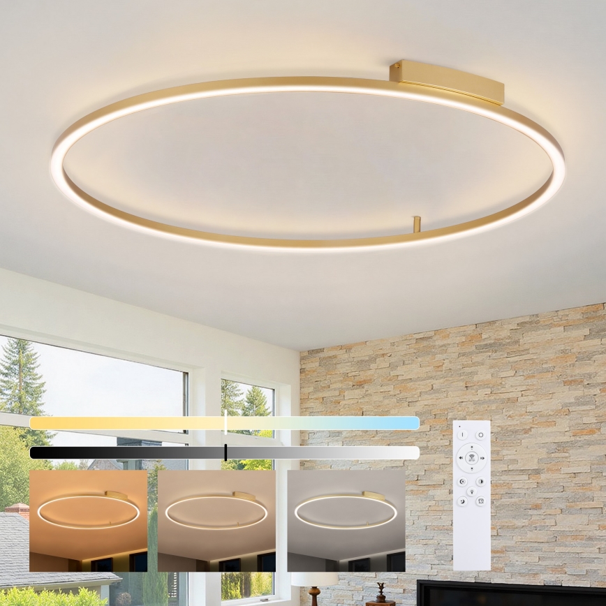 Brilagi - Dæmpbar LED-loftlampe PORTOFINO LED/85W/230V 3000–6000K Ø 120 cm guld + fjernbetjening