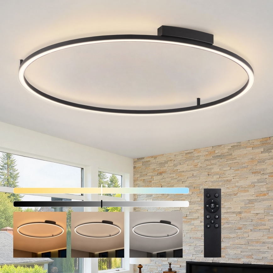 Brilagi - dæmpbar LED-loftlampe PORTOFINO LED/85W/230V 3000-6000K Ø 120 cm sort + fjernbetjening