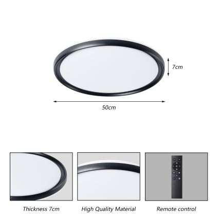 Brilagi - RIVO dæmpbar LED-loftlampe LED/72W/230V 3000-6000K, sort, Ø 50 cm + fjernbetjening