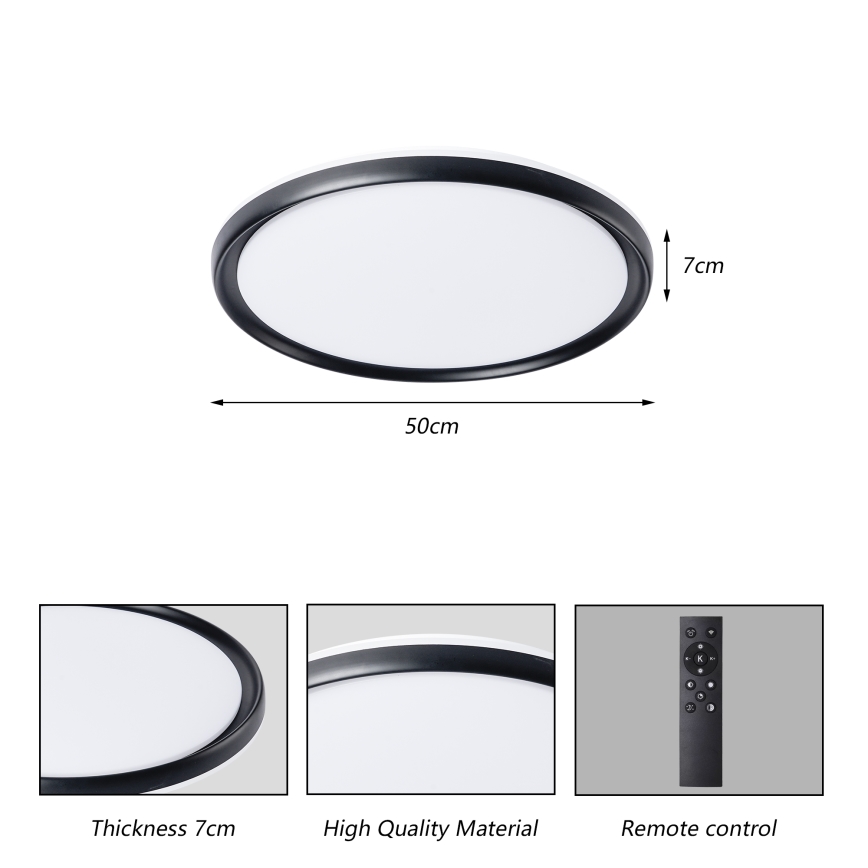 Brilagi - RIVO dæmpbar LED-loftlampe LED/72W/230V 3000-6000K, sort, Ø 50 cm + fjernbetjening