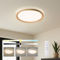 Brilagi - dæmpbar LED-loftlampe RIVO LED/72W/230V 3000-6000K træfinish Ø 50 cm + fjernbetjening