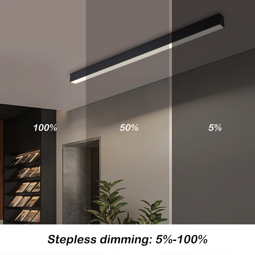 Brilagi - Dæmpbar SLEEKLINE SMART LED loftlampe, 40W/230V, 3000–6000K, Wi‑Fi (Tuya), sort + fjernbetjening