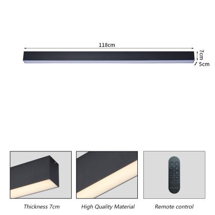 Brilagi - Dæmpbar SLEEKLINE SMART LED loftlampe, 40W/230V, 3000–6000K, Wi‑Fi (Tuya), sort + fjernbetjening