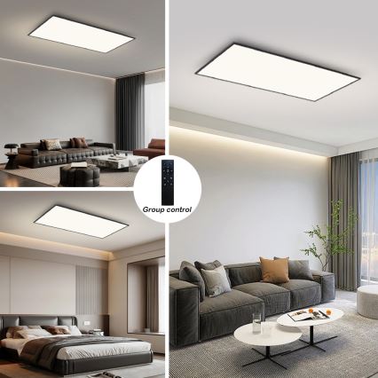 Brilagi - SLIMFRAME dæmpbar LED-loftlampe LED/80W/230V 120x60 cm 3000-6000K sort + fjernbetjening